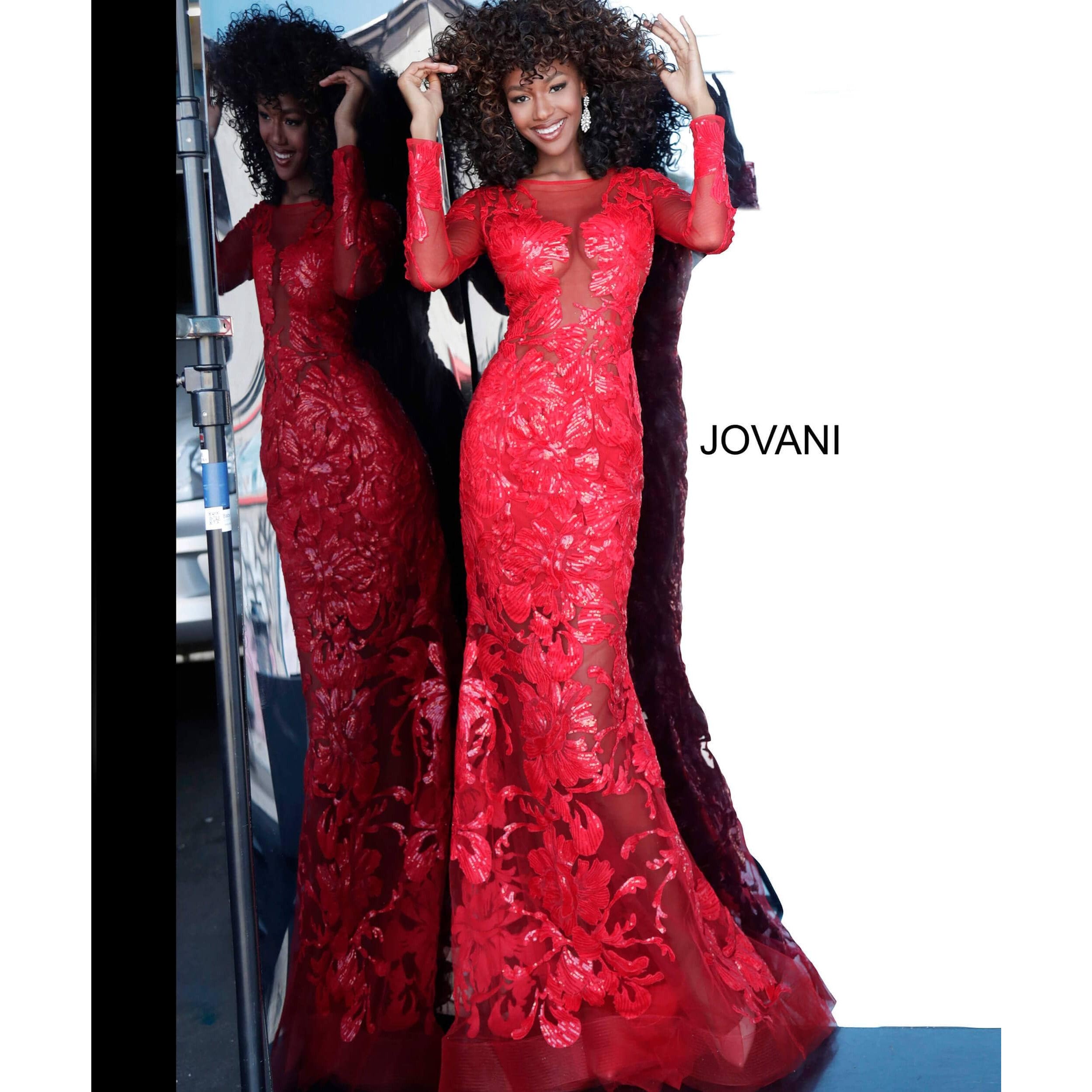 Jovani Prom Dress Jovani Long Sleeve Embellished Dress 60285