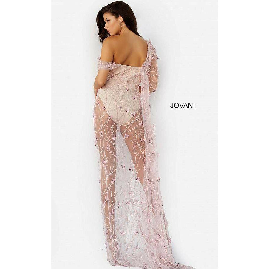 Jovani Prom Dress Jovani Nude Pink Embellished Illusion Sexy Prom Dress 06513