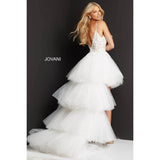 Jovani Prom Dress Jovani Off White Embroidered High Low Prom Dress 07263