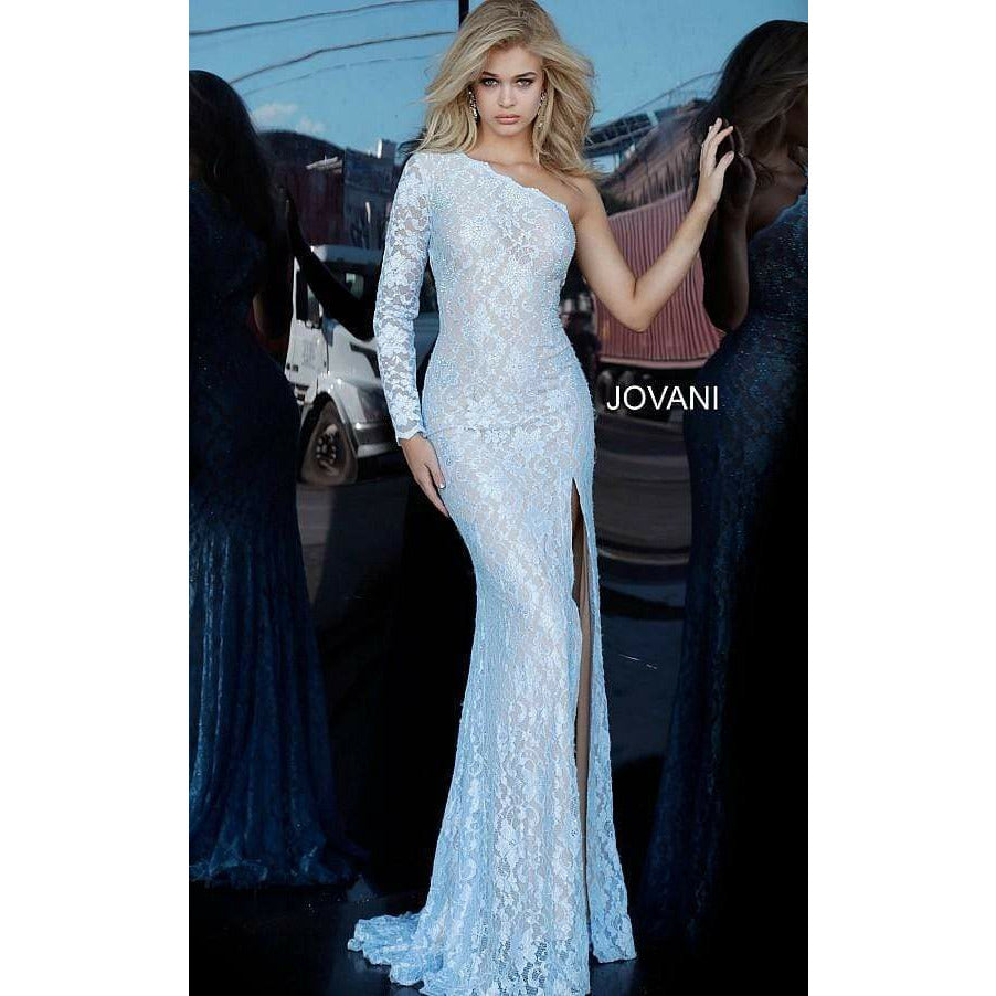 Jovani Prom Dress Jovani One Shoulder Long Sleeve Dress 02168