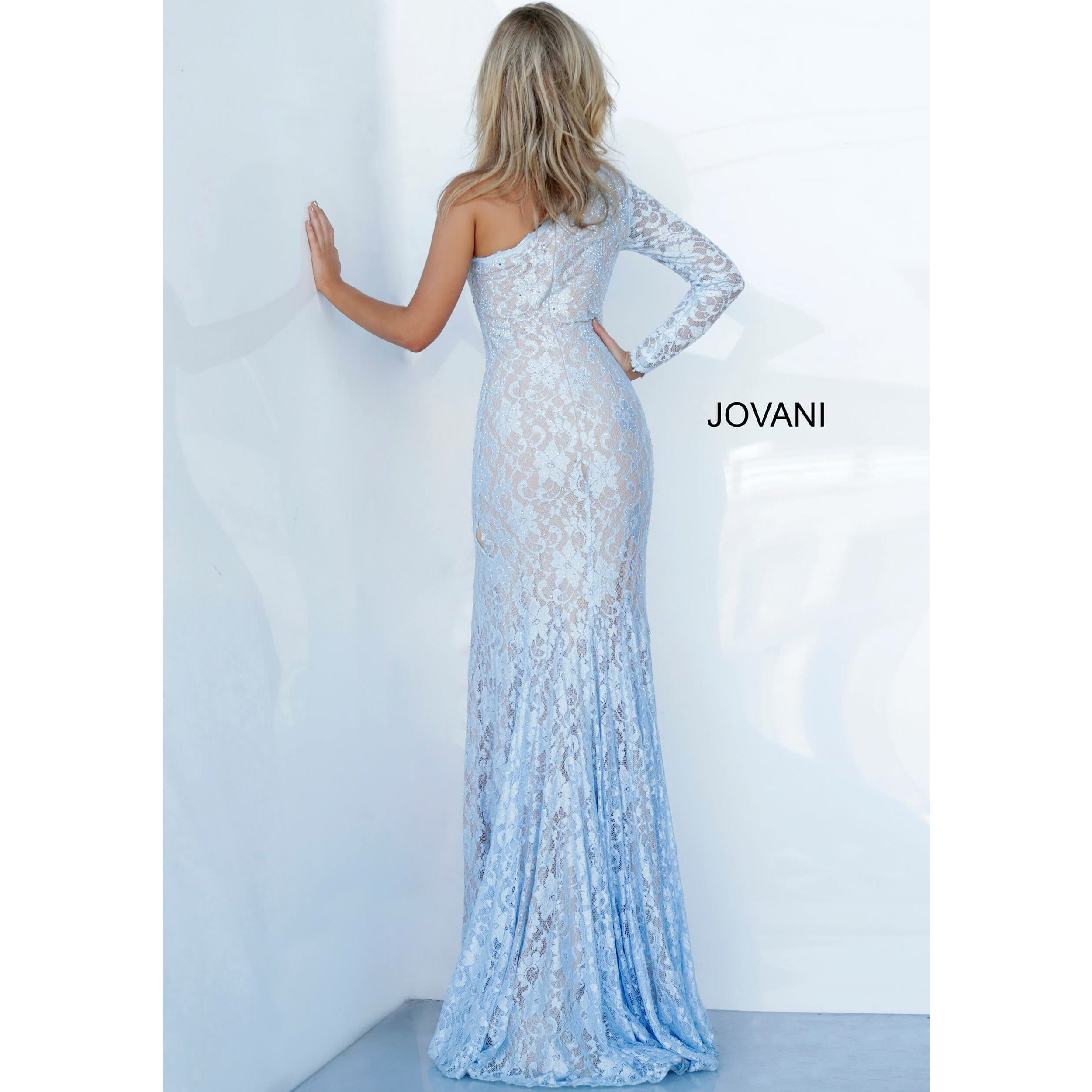 Jovani Prom Dress Jovani One Shoulder Long Sleeve Dress 02168