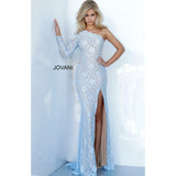 Jovani Prom Dress Jovani One Shoulder Long Sleeve Dress 02168