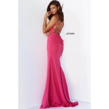 Jovani Prom Dress Jovani Pink High Slit Spaghetti Strap Prom Dress 07402
