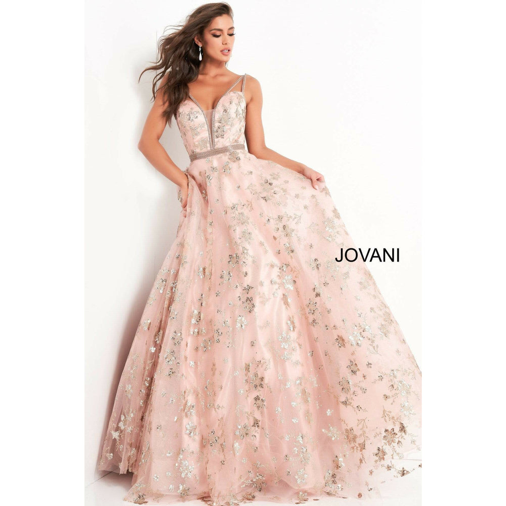 Jovani Prom Dress Jovani Plunging Neckline Embellished Prom Ballgown 3614