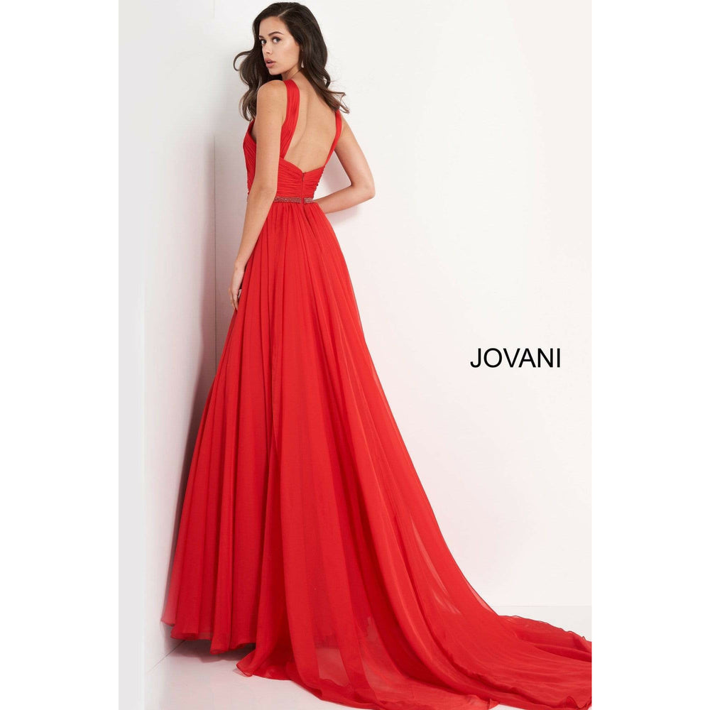 Jovani Prom Dress Jovani Red Chiffon Maxi Prom Dress 3836