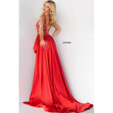 Jovani Prom Dress Jovani Red Embellished Bodice Satin Prom Gown 07415