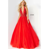 Jovani Prom Dress Jovani Red Halter Neckline Tulle Prom Ballgown 06598