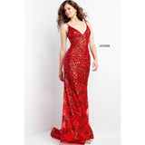 Jovani Prom Dress Jovani Red Low Back Embellished Prom Dress 06203