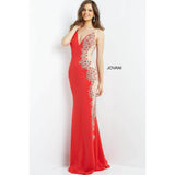 Jovani Prom Dress Jovani Red Sheer Side Embellished Prom Dress 07275