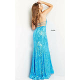 Jovani Prom Dress Jovani Turquoise Strapless Sequin Prom Dress 00786