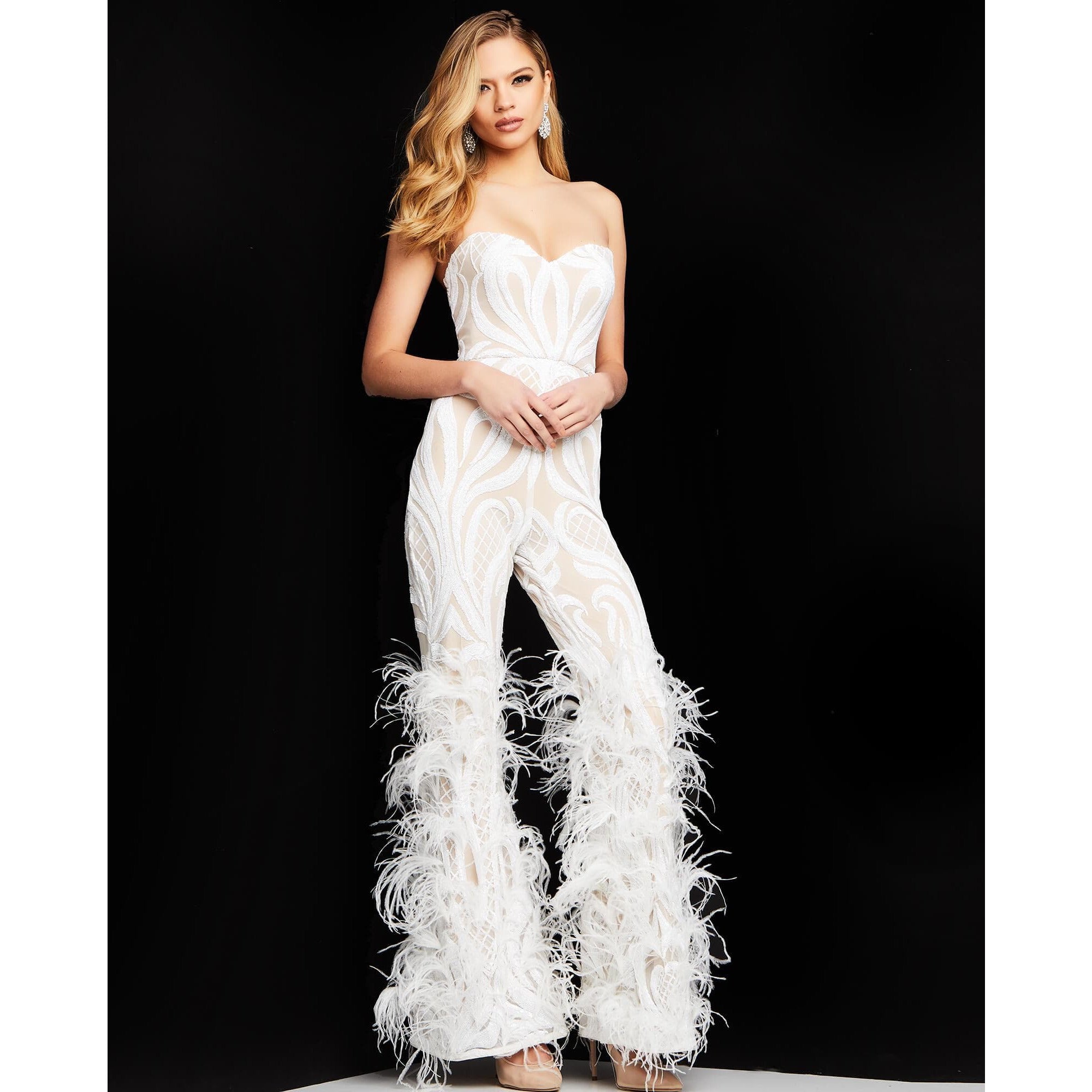 Jovani Prom Dress Jovani White Strapless Evening Jumpsuit 05669