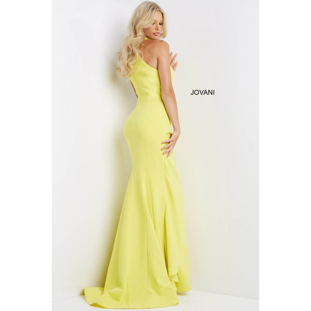 Jovani Prom Dress Jovani Yellow High Neckline Sheath Prom Dress 07301