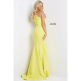 Jovani Prom Dress Jovani Yellow High Neckline Sheath Prom Dress 07301