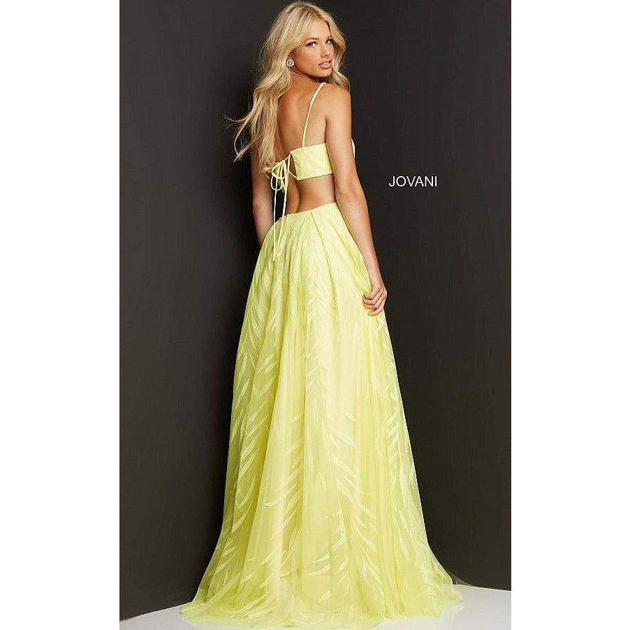 Jovani Prom Dress Jovani Yellow High Slit One Shoulder Prom Gown 07251