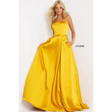 Jovani Prom Dress Jovani Yellow Satin A Line 2022 Prom Gown 02536