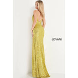 Jovani Prom Dress Jovani Yellow V Neck Sequin Prom Dress 06271