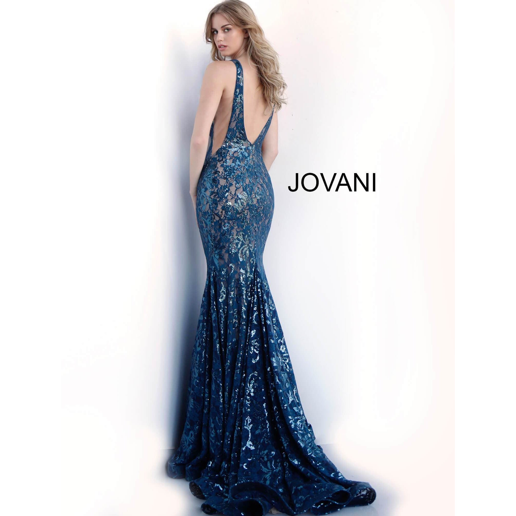 Jovani Prom Dress Low V Neck Sleeveless Jovani Gown 63437