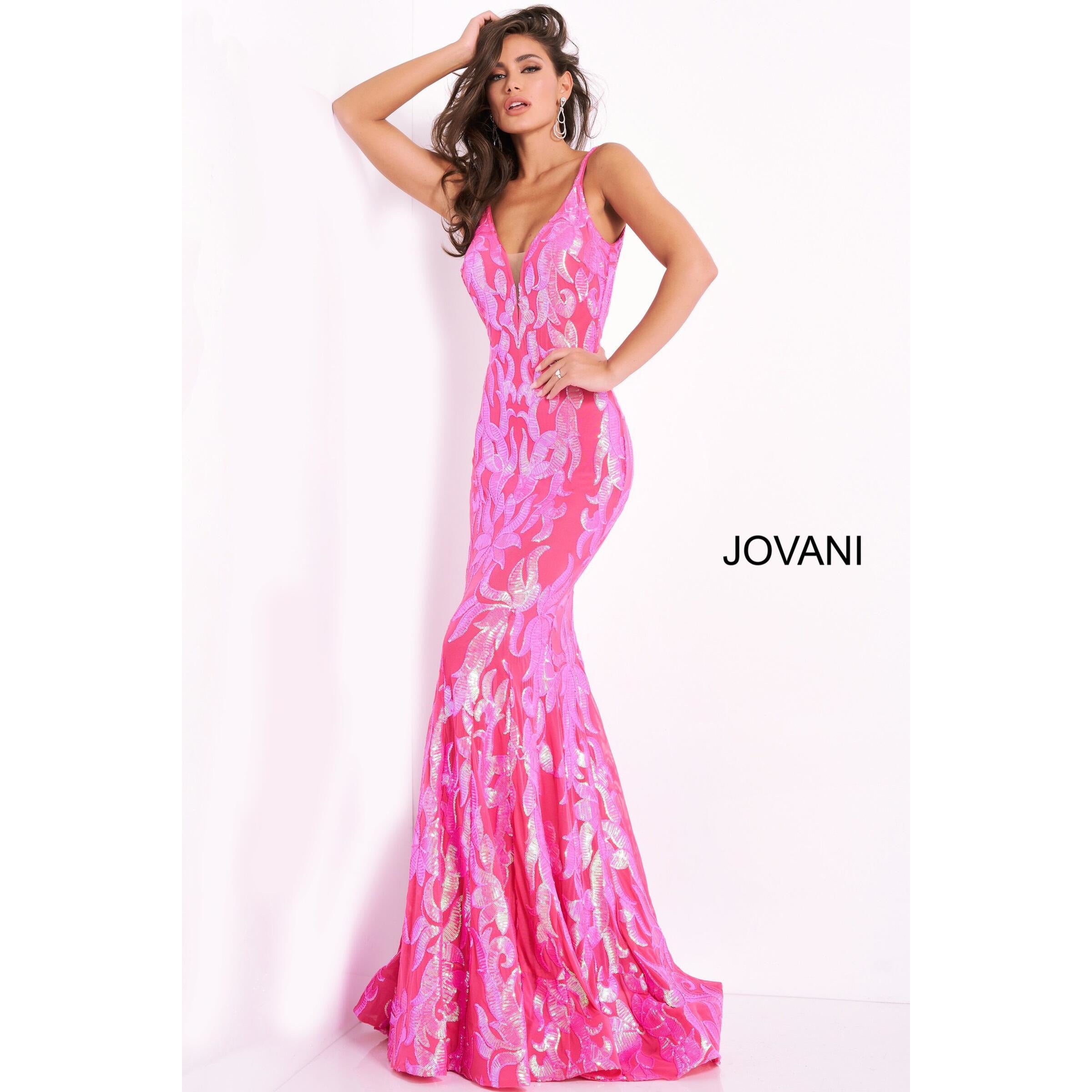 Jovani Prom Dress Plunging Neckline Fitted Prom Dress 3263