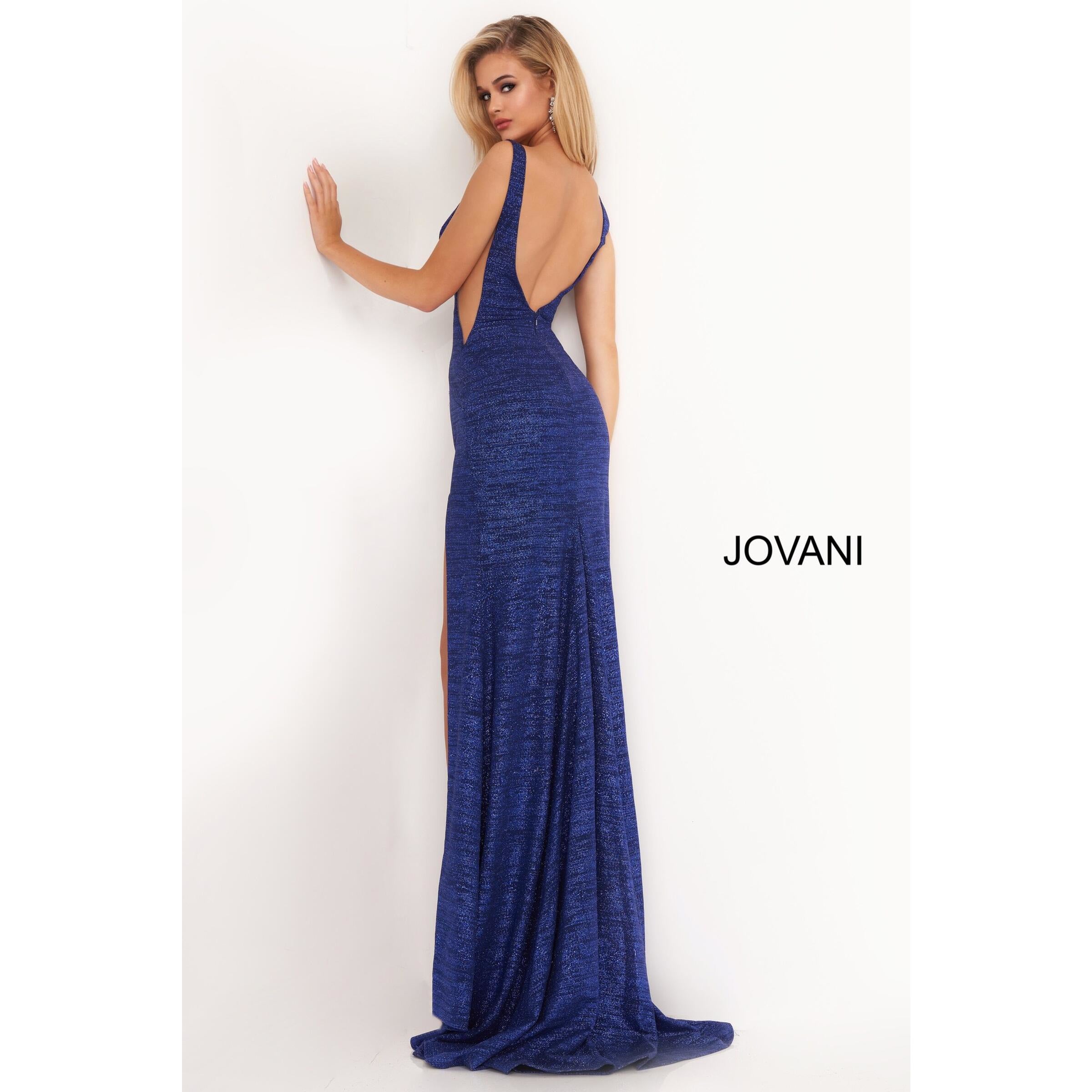 Jovani Prom Dress Royal V Neck Fitted Prom Dress 02472