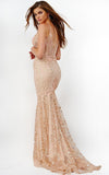 JVN by Jovani Dress JVN05788 Champagne Sheer Corset Bodice Prom Dress