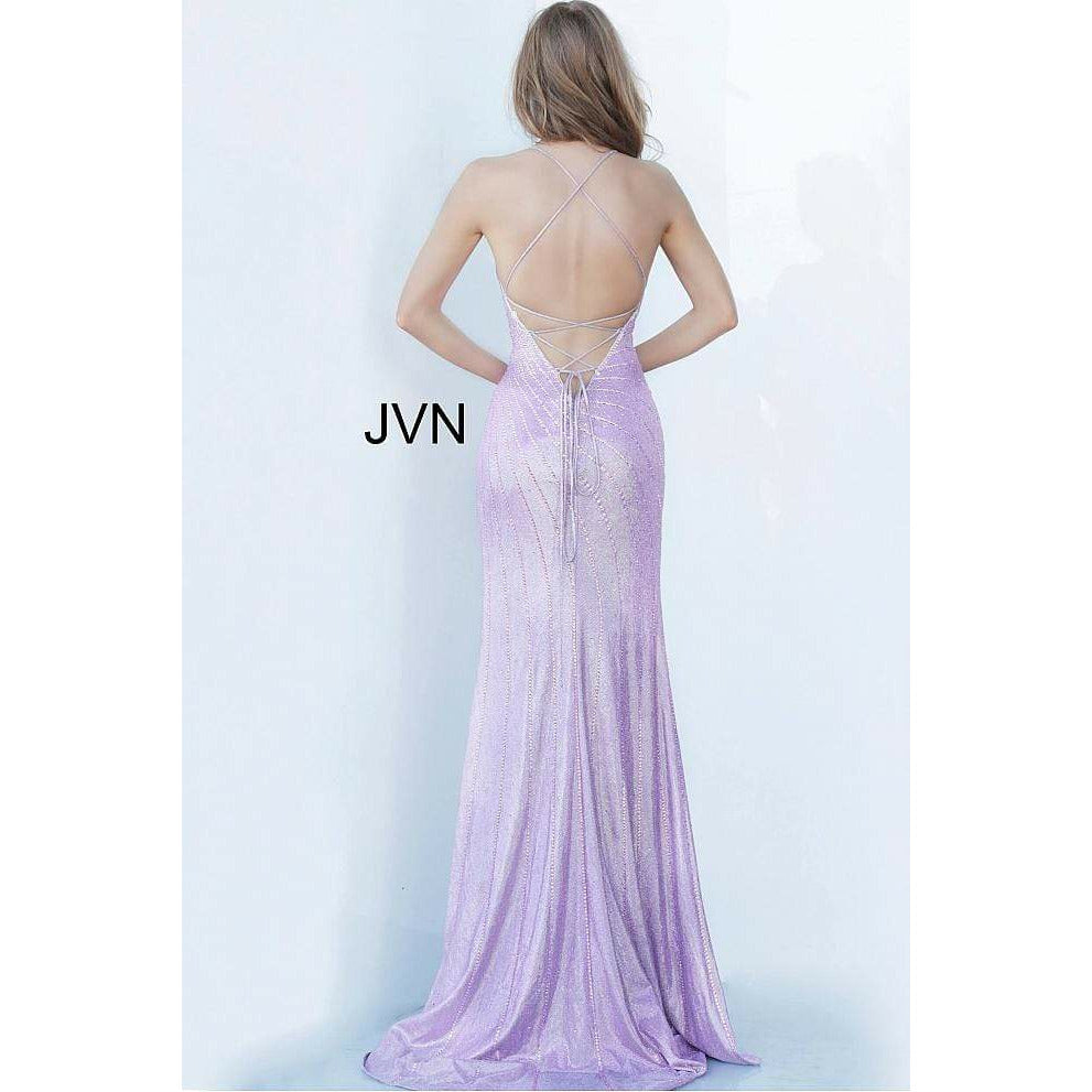 JVN by Jovani Evening Dress JVN03063 Embellished High Slit Fitted Prom Dress