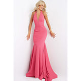 JVN by Jovani Evening Dresses JVN04223 Hot Pink Glitter Halter Neckline Prom Dress