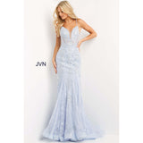 JVN by Jovani Evening Dresses JVN06475 Blue Plunging Neckline Prom Dress