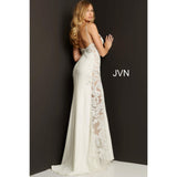 JVN by Jovani Evening Dresses JVN07386 Off White Fitted V Neck Long Prom Dress