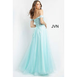 JVN by Jovani Evening Dresses JVN08295 Lilac Off the Shoulder Corset Bodice Prom Dress