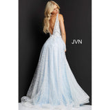 JVN by Jovani Evening Dresses JVN08421 Light Blue Embellished Sheer Bodice Prom Dress
