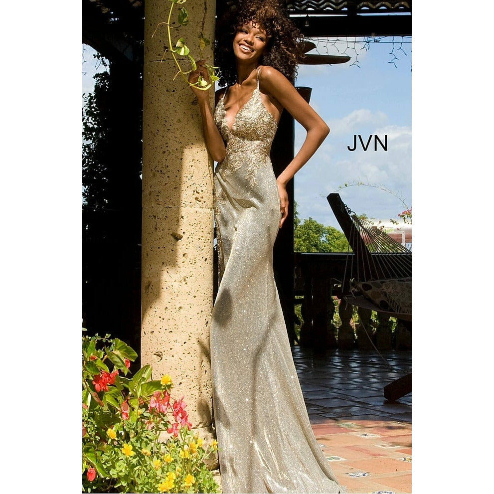 JVN by Jovani Evening Dresses JVN2205 Embroidered Form Fitting Prom Dress