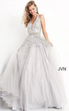 JVN by Jovani Prom Dress JVN00923 Embellished Belt V Neck Prom Ballgown