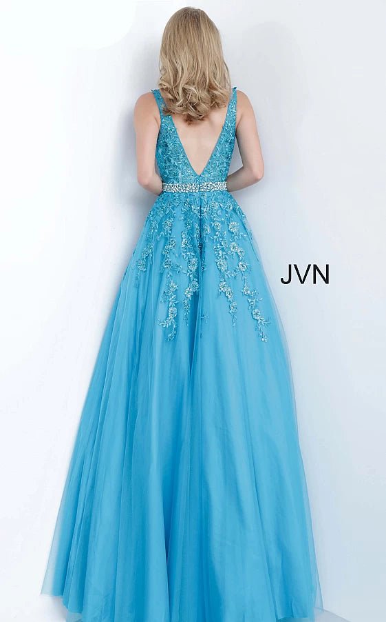 JVN by Jovani Prom Dress JVN00925 Plunging Neckline Embroidered Ballgown 2020