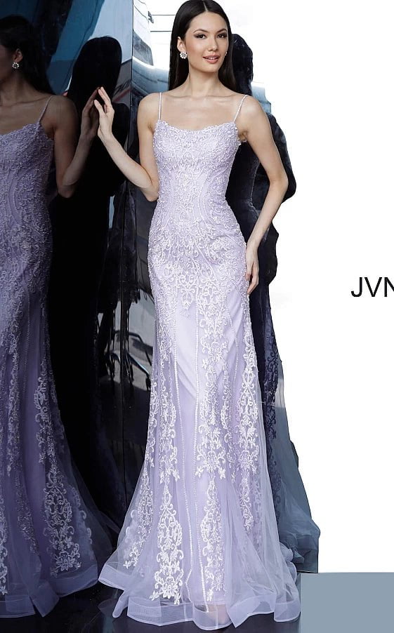 JVN by Jovani Prom Dress JVN02012 Sheath Embroidered Long Prom Gown