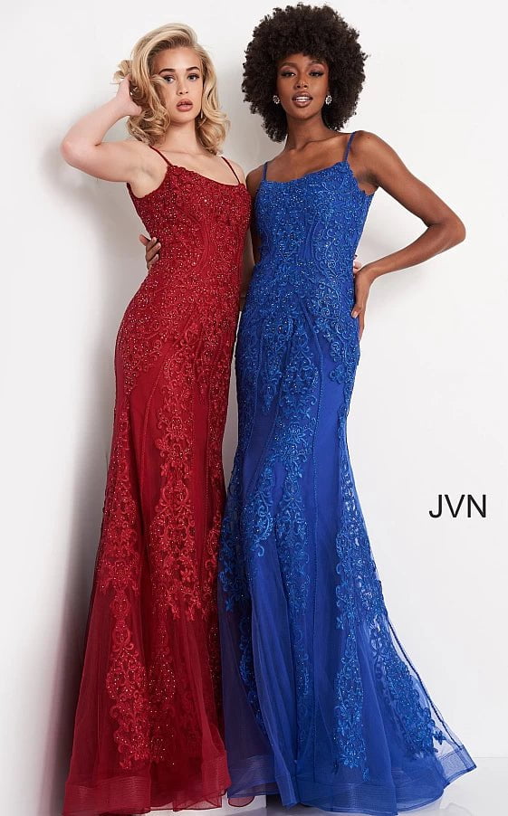 JVN by Jovani Prom Dress JVN02012 Sheath Embroidered Long Prom Gown