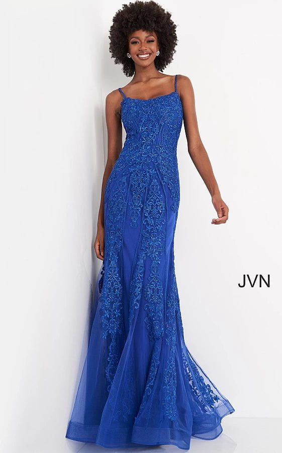 JVN by Jovani Prom Dress JVN02012 Sheath Embroidered Long Prom Gown