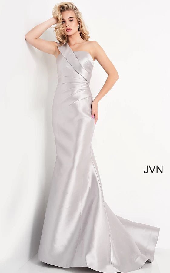 JVN by Jovani Prom Dress JVN04723 Mint One Shoulder Mermaid Prom Dress