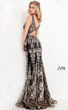 JVN by Jovani Prom Dress JVN04789 Black Gold Embellished Open Back Prom Dress