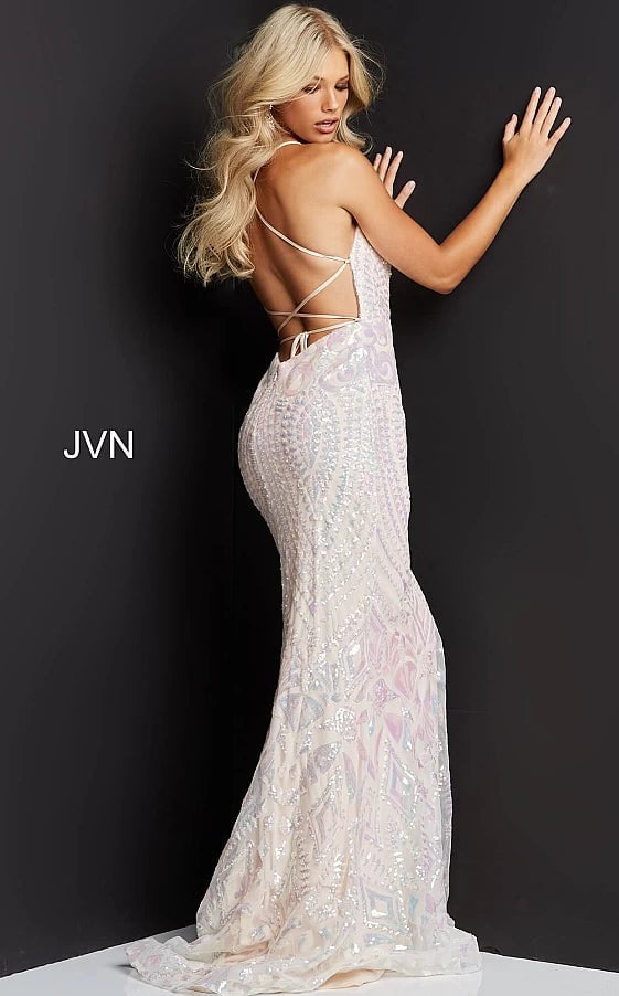 JVN by Jovani Prom Dress JVN05758 Sequin Embellished V Neck Prom Dress