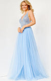 JVN by Jovani Prom Dress JVN05818 Fuchsia Tulle Skirt Sleeveless Prom Gown