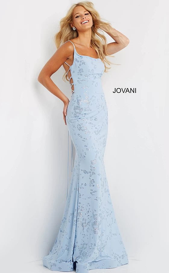 JVN by Jovani Prom Dress JVN06202 Light Blue Jersey One Shoulder Prom Dress