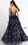 JVN by Jovani Prom Dress JVN06457 Navy Sheer Bodice Embellished Prom Dress