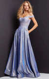 JVN by Jovani Prom Dress JVN06503 Perriwinkle Off the Shoulder A Line Prom Gown