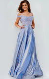 JVN by Jovani Prom Dress JVN06503 Perriwinkle Off the Shoulder A Line Prom Gown