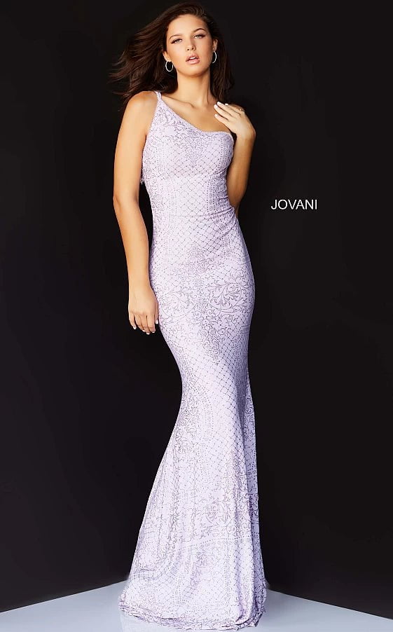 JVN by Jovani Prom Dress JVN06734 Light Blue Glitter One Shoulder Prom Dress