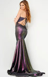 JVN by Jovani Prom Dress JVN07212 Purple Low V Neck Fitted Prom Dress
