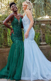 JVN by Jovani Prom Dress JVN07398 Navy Plunging Neckline Mermaid Prom Dress