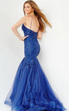 JVN by Jovani Prom Dress JVN07398 Navy Plunging Neckline Mermaid Prom Dress
