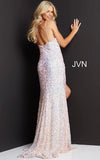 JVN by Jovani Prom Dress JVN07590 Pink Sequin High Slit V Neck Prom Dress