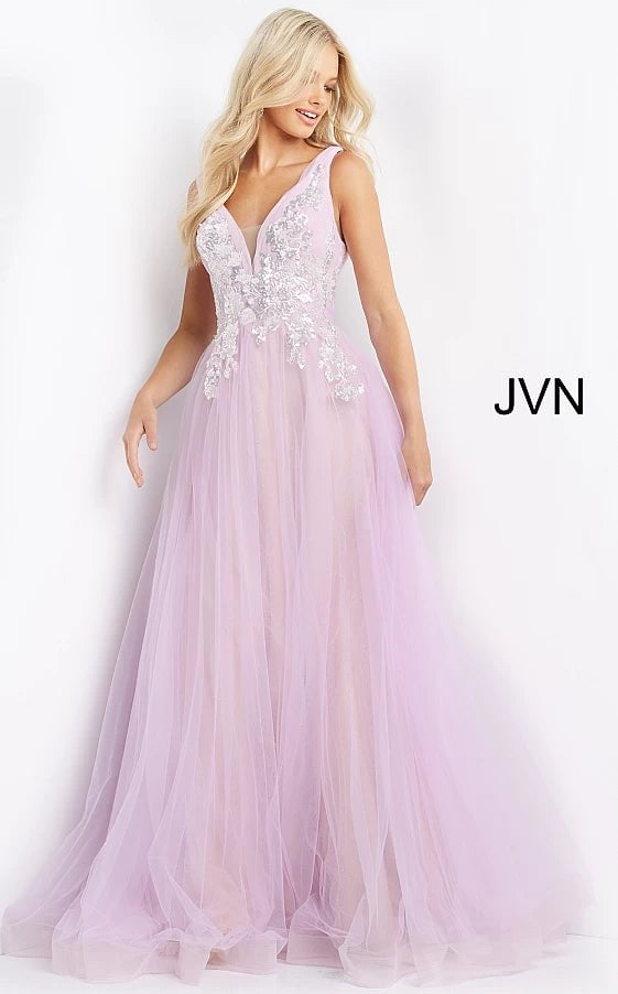 JVN by Jovani Prom Dress JVN07638 Lavender Embellished Bodice Prom Ballgown